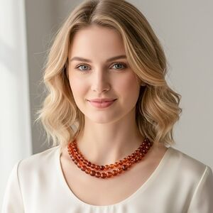2PC - Marbled Resin Ball Beaded Necklaces